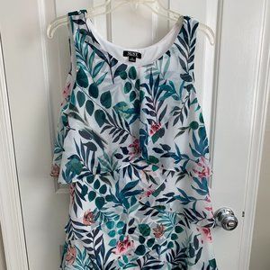 SLNY tiered tropical print sleeveless dress size 12